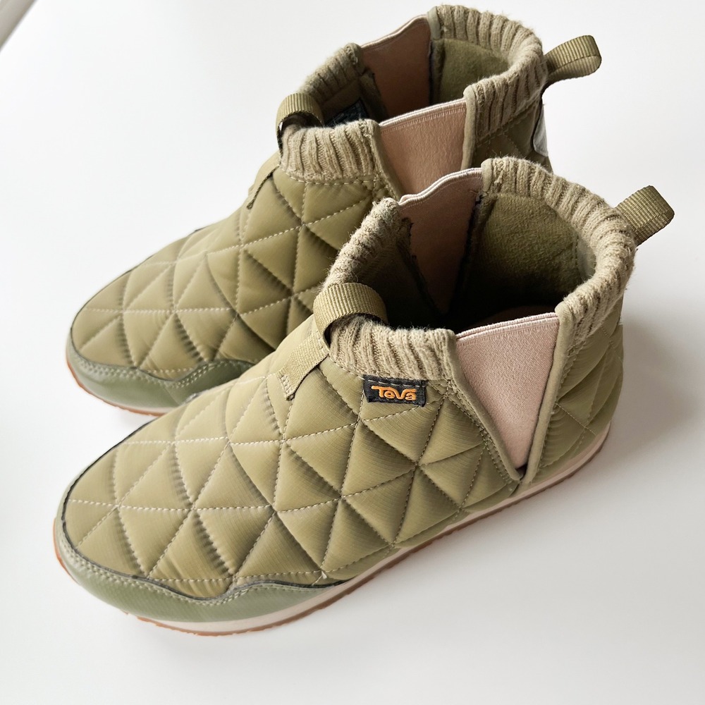 Teva Ember Mid Quilted Bootie Shoe Olive Green Womens 8